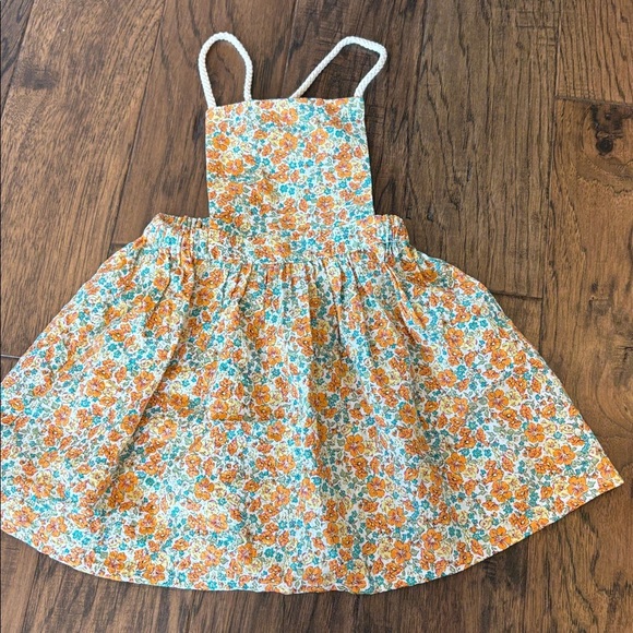 Zara Other - ZARA Floral Pinafore Rope Straps Girls Dress Sz 3-4
